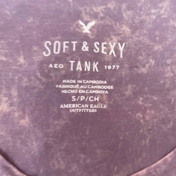 American Eagle Soft & Sexy Side Slit with Tie Purple Marbled Tank Size Small - Picture 4 of 8